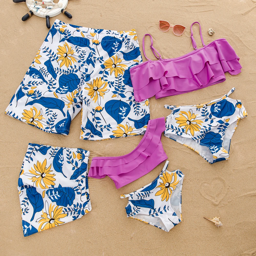 Бикини для мамы и дочки комплект из двух предметов купальный костюм всей семьи с