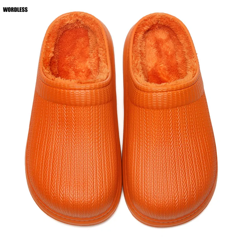 Модные зимние шлепанцы для мужчин и женщин бархатные теплые Нескользящие