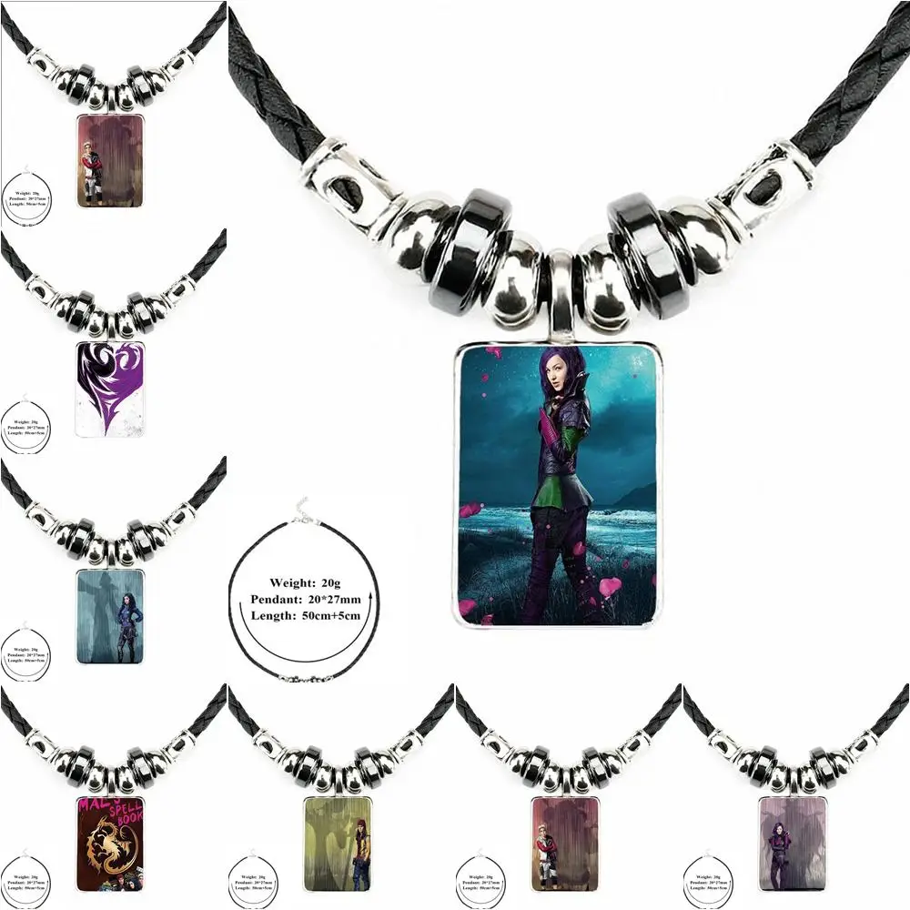 Ей Глянцевая Подвеска для женщин Свадебный кулон с черными кожаными бусинами и