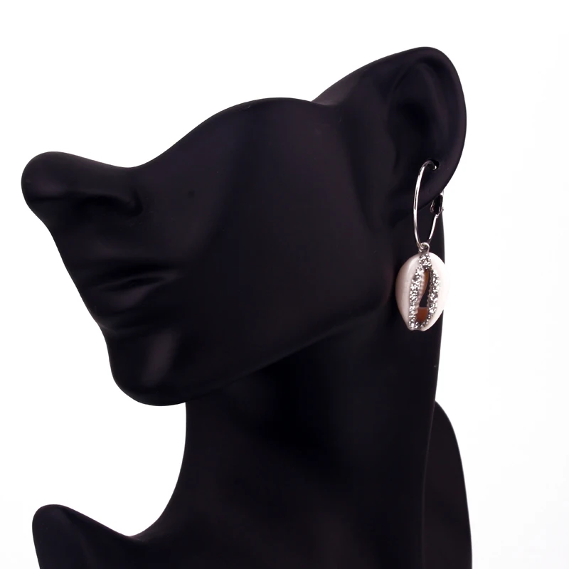 1Pair Bohe Natural Shell Conch Hoop Серьги женские Модные Ярко-Белые Нерегулярные Морской