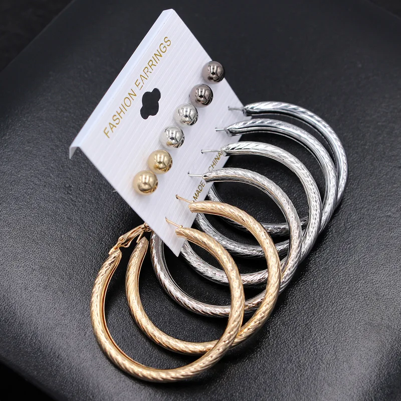 Золотые и серебряные серьги 6 шт. в упаковке 2 для одной карты Комбинированные