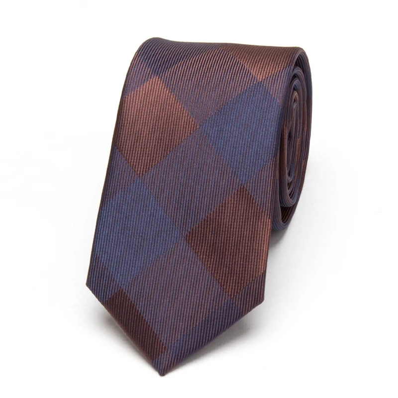 

Men Neckties Classic Brown fashion Wedding leisure business Skinny Ties Men's Party Skinny Slim Tie Plaid Jacquard Woven Narrow