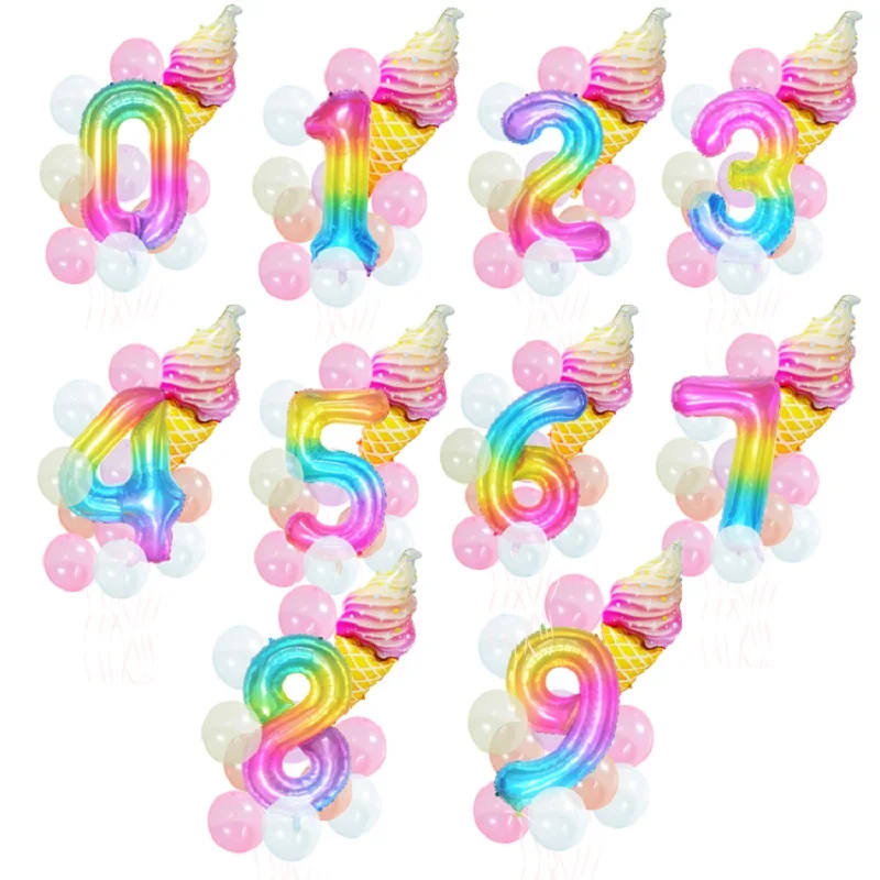 Воздушный шар из фольги для мороженого Хрустальный пастельный Радужный с