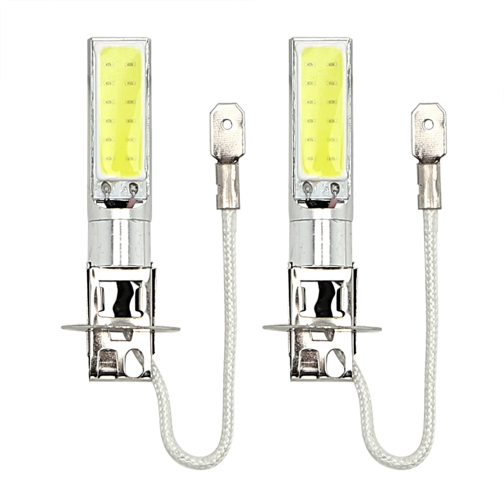

LEEPEE 2pcs H3 Headlamp Driving Bulb Auto Fog Lamp White COB LED Car Headlamp Universal Car Daytime Running Light Car-styling