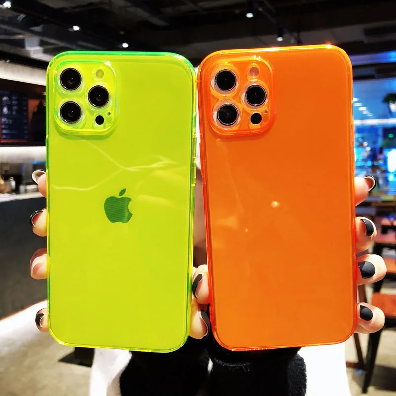 

Simple XS solid color SE2 yellow orange 6S fluorescent green Apple 7plus/8 mobile phone case suitable for iPhone13promax