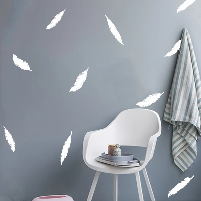 1 шт. классические простые Стиль перо наклейки на стену украшение для столовой