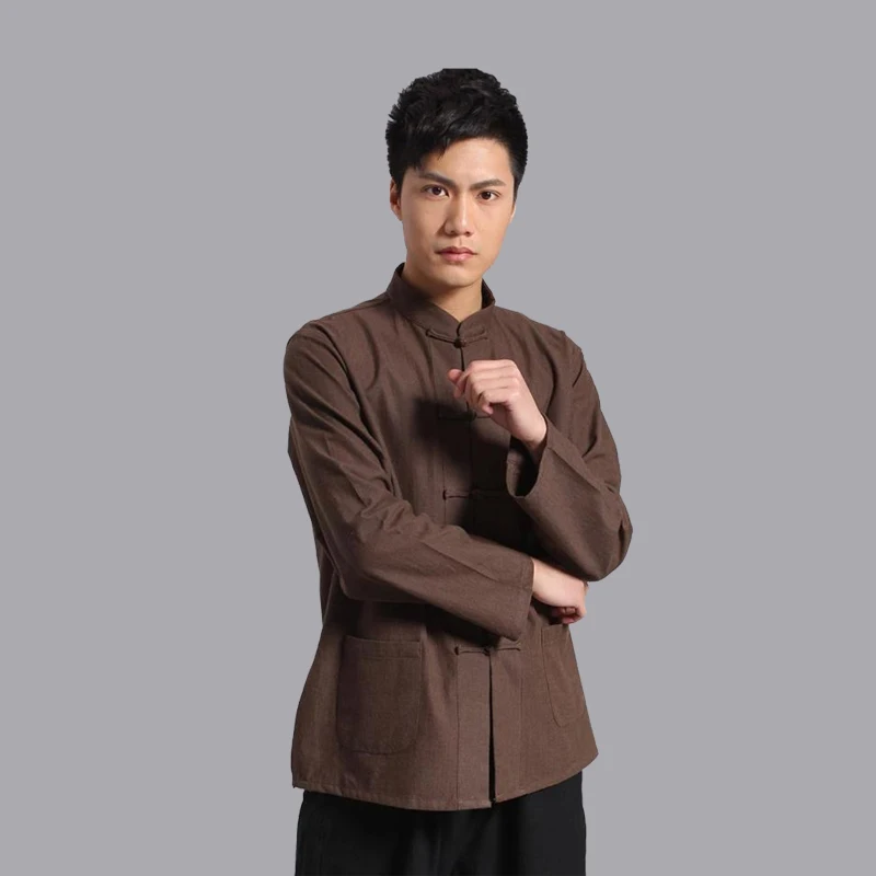 Китайская традиционная китайская одежда для мужчин Танг льняные Топы Одежда