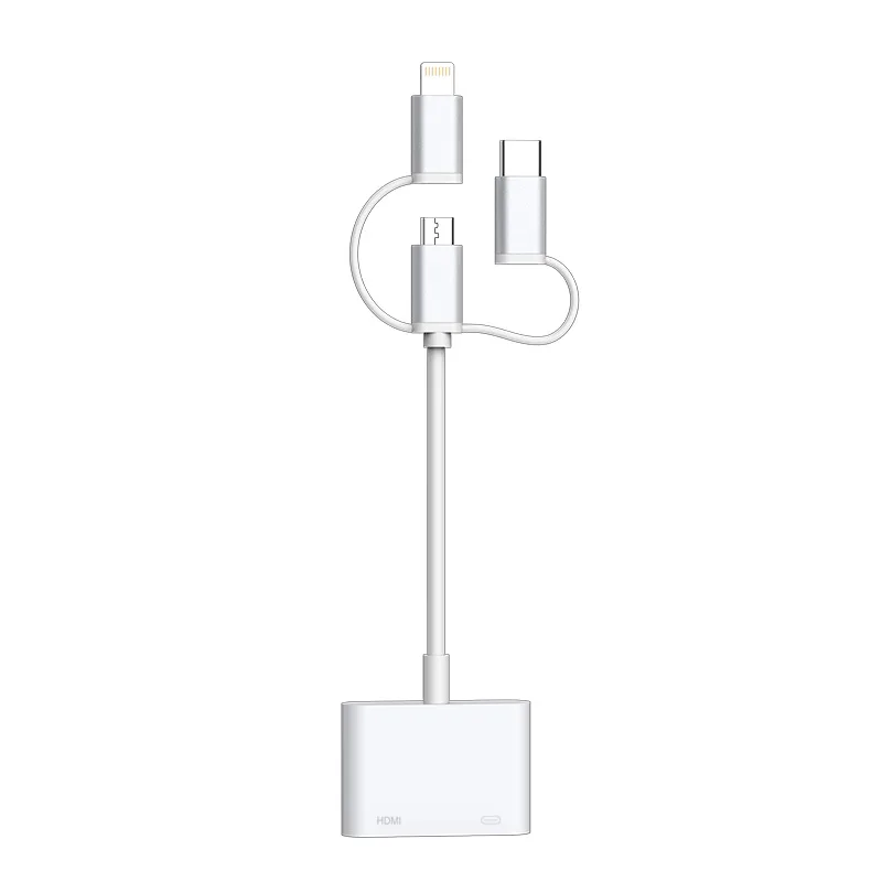 3 в 1 type C Micro USB к HDMI кабель для монитора адаптер iPhone X XS MAX samsung S10 + iOS Lighting Android телефон