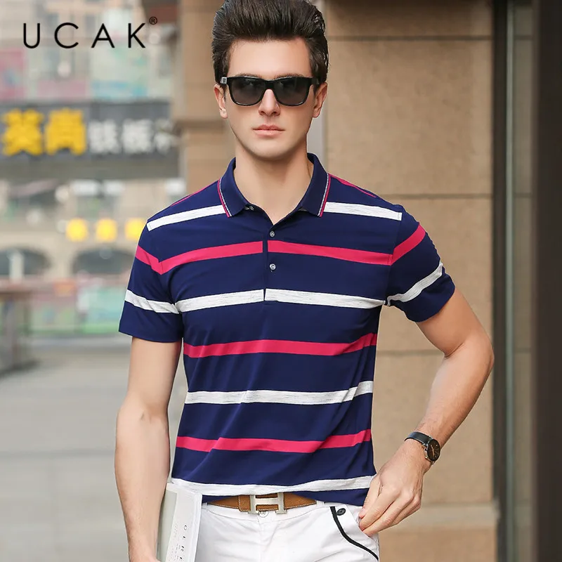 

Мужская хлопковая футболка UCAK, с отложным воротником, с коротким рукавом, лето, U5157