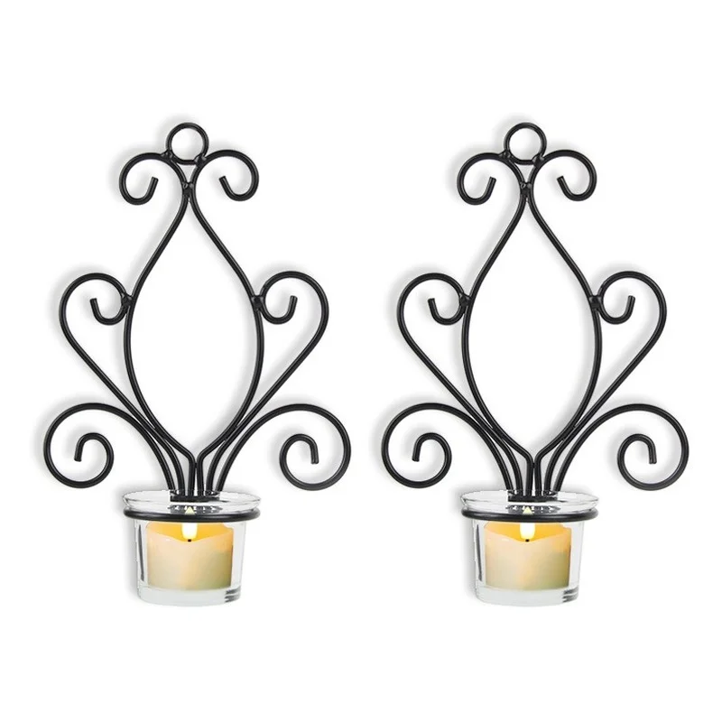 

New Year Home Decor Candlestick Candlesticks For Candles European Style Wrought Iron Wall Candle Holder Decorations Home Decor