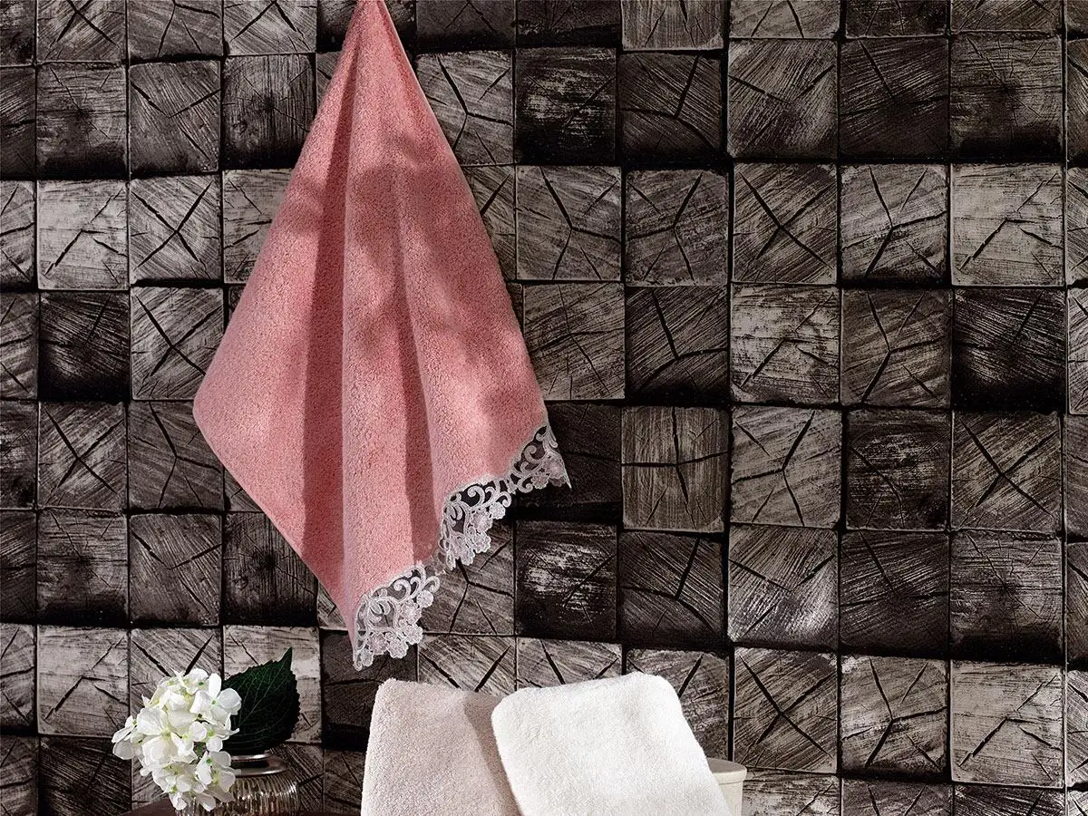 Маргаритка Французский Кружева Люкс бамбуковое полотенце 2'li сырой белый