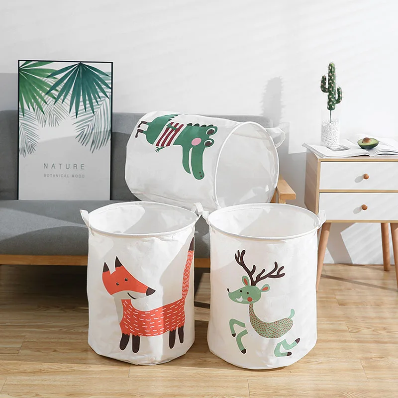 

Cartoon Folding Laundry Basket Dirty Clothes Storage Basket For Kids Toys Organizers Basket Sundries Storage Barrel
