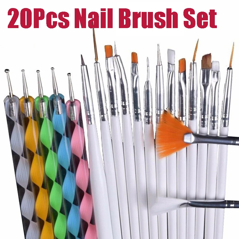 20 шт. кисти для маникюра гелевые нейл арта кисточки с градиентом гель лака