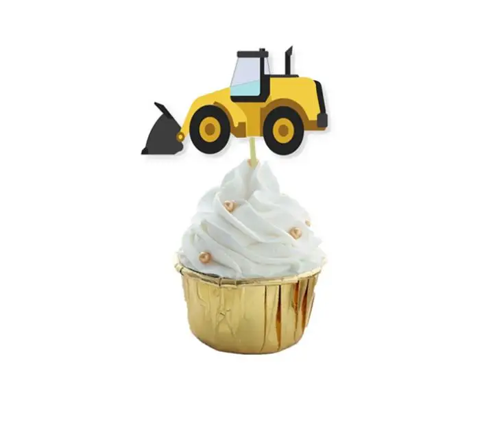 12 шт./компл. Милая машинка топперы для тортов и капкейков строительные автомобили