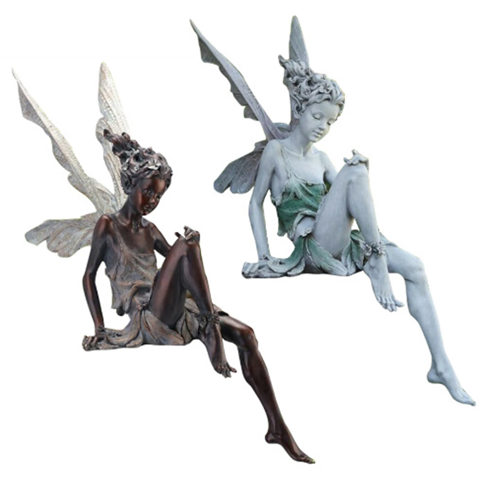 

TudorAnd Turek Sitting Fairy Statue Garden Ornament Resin Craft Landscaping Yard Decoration Garden Statue Elf Statue 43A