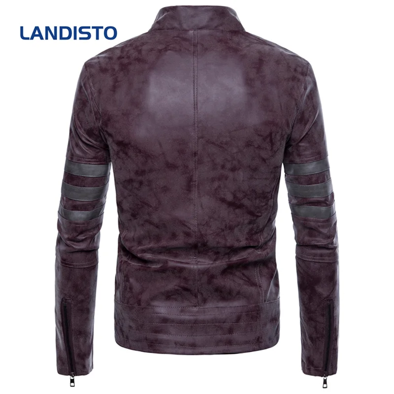 

LANDISTO fashion hot sale men clothing Motor style men jacket leather jacket men spring autumn mens leather jacket