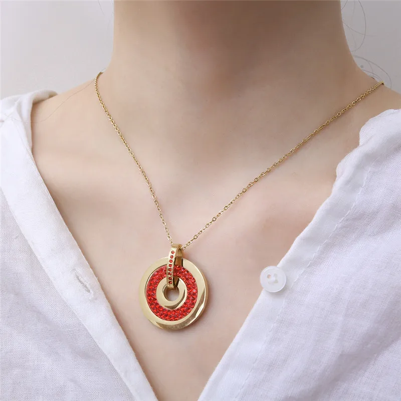 OUFEI Ювелирные наборы из нержавеющей стали красное ожерелье и серьги набор