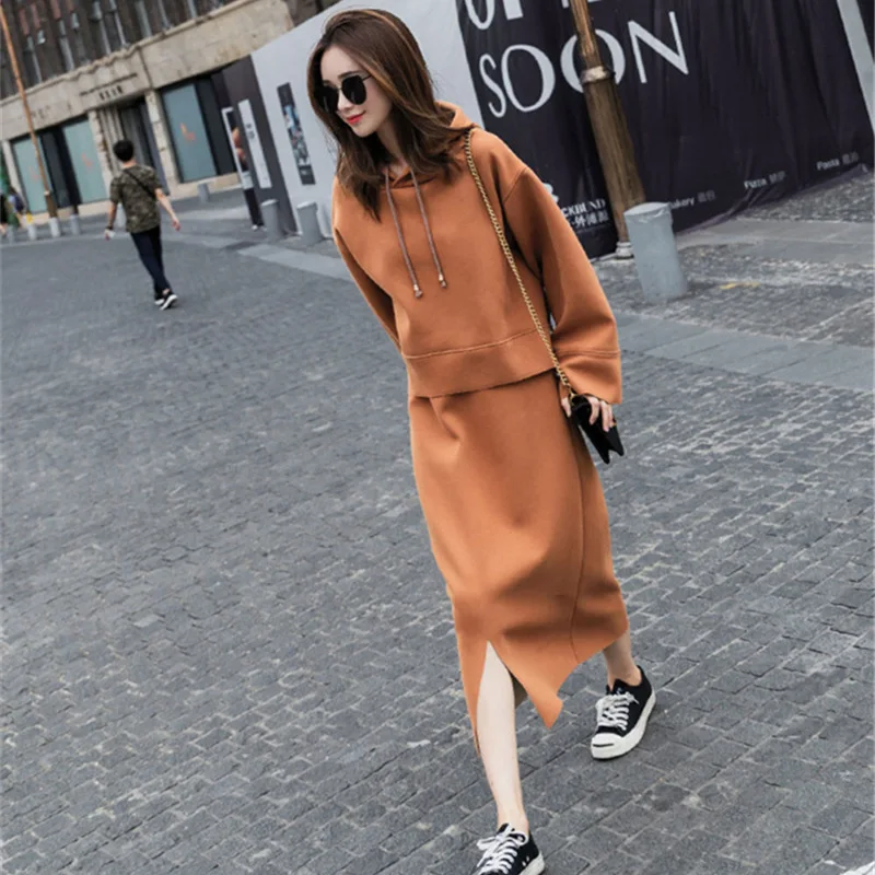 Женская обувь для отдыха даже Толстовка и юбка комплект из двух предметов костюм