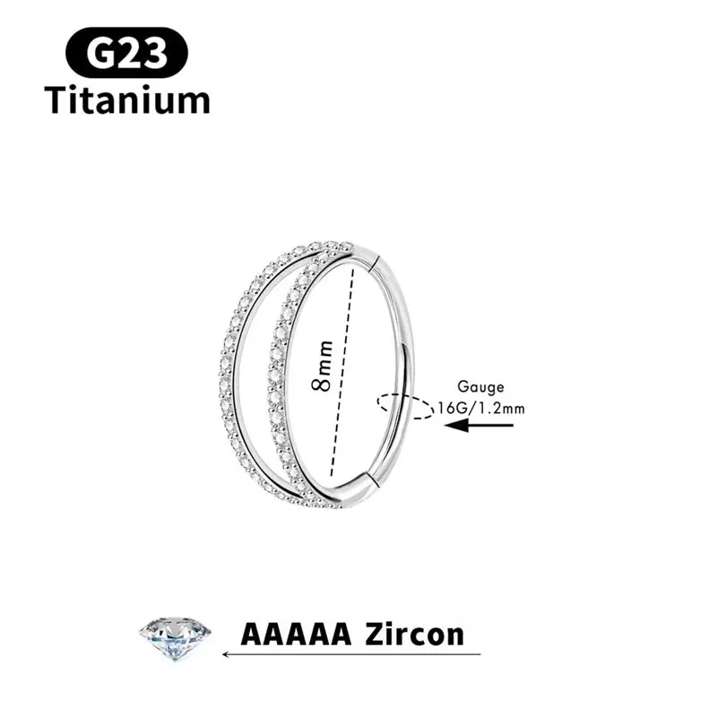 Hera ASTM F136 титановые двойные открытые Многослойные перегородки Clicker с CZ 16G откидные