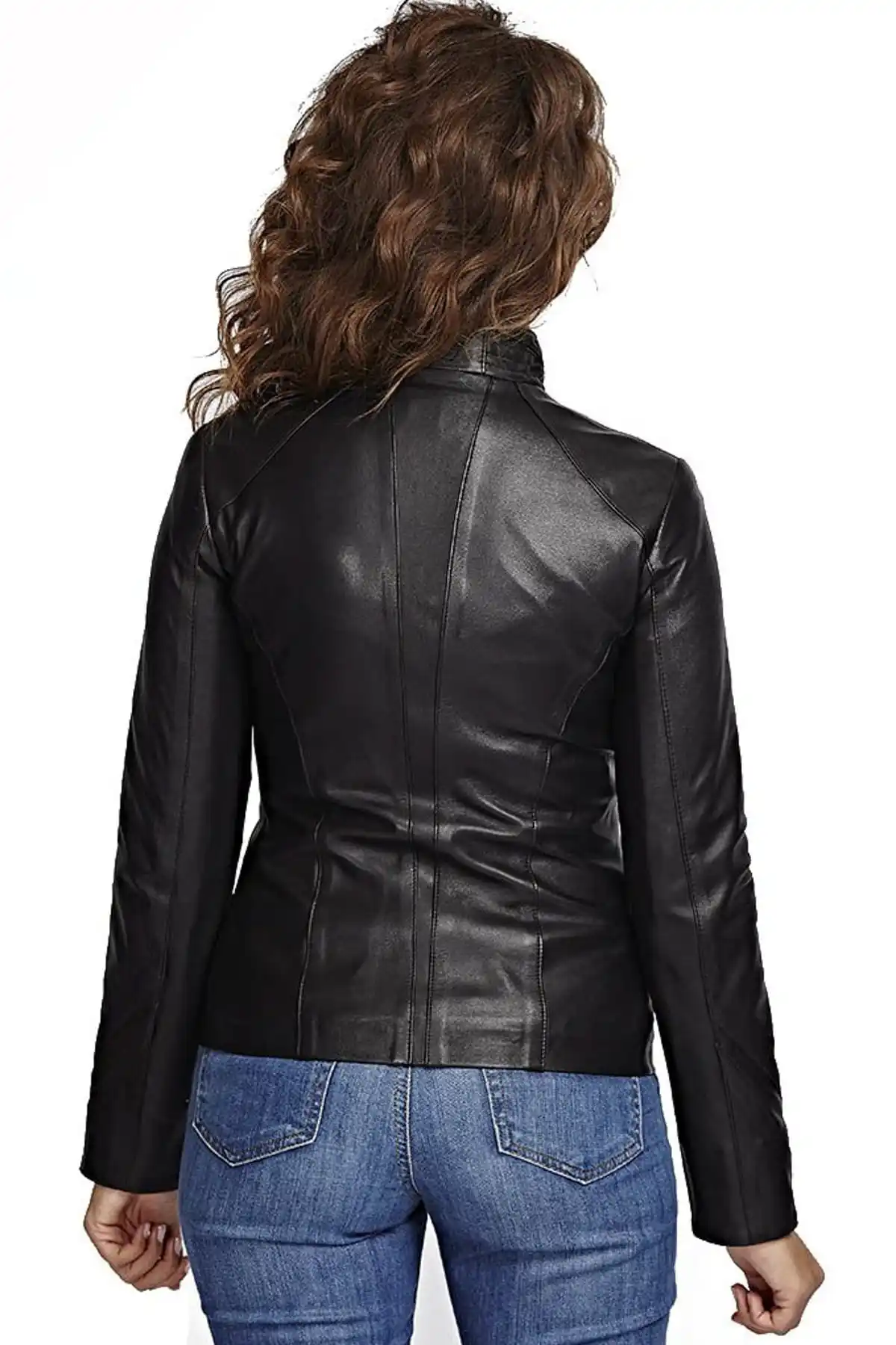 Genuine sheepskin black Biker jacket high street fashion for women, autumn and spring fashion clothing