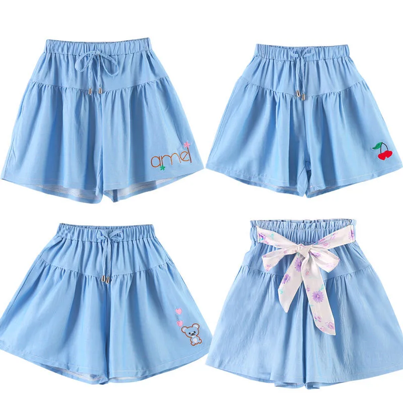 

2021 Summer New Casual Thin Shorts Girls Letter Elastic Waistr Bows Printing Mid Girls Shorts Children's Shorts Baby Shorts