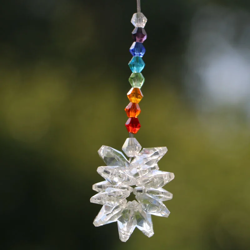 1 шт. сверкающий кристалл Starburst Suncatcher зеркало заднего вида бусина в форме автомобиля чакра украшения Висячие автомобильные аксессуары Радуга производитель