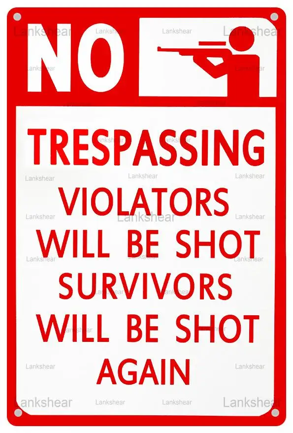 

Vintage Gun Warning Tin Signs No Trespassing Signage Coffee Bar Restaurant Shop Home Wall Art Decorative Hanging Metal Signs