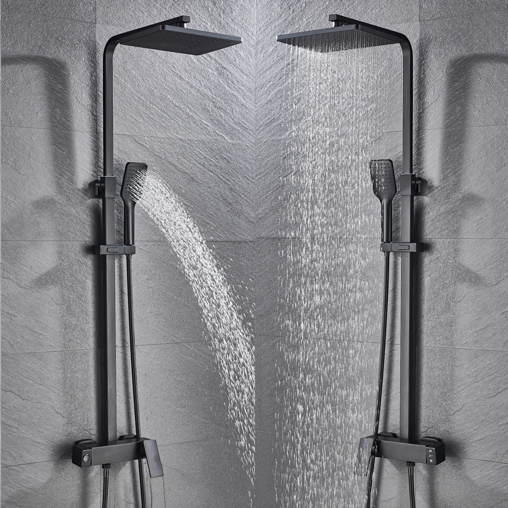 Bathroom Faucet Chrome/Black Rain Shower Head Bath Faucet Wall Mounted Bathtub Shower Mixer Tap Shower Faucet Shower Set Mixer
