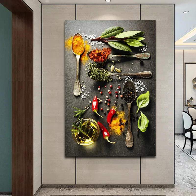 OUCAG ложка специй и перца постеры принты водонепроницаемый холст живопись