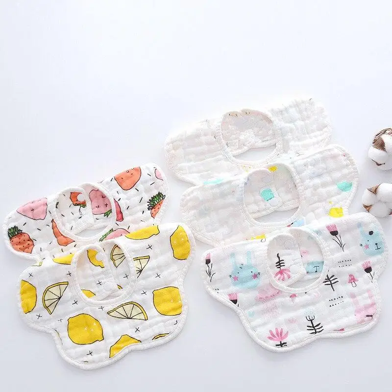 

Поворотный нагрудник, 8 слоев марлевого муслина, детская отрыжка, тканевый мультяшный слюнявчик для новорожденных, Детские аксессуары