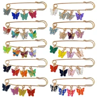 11 styles new colorful acrylic butterfly charm brooches pins women safety pins men children bags hat couples party jewelry gifts