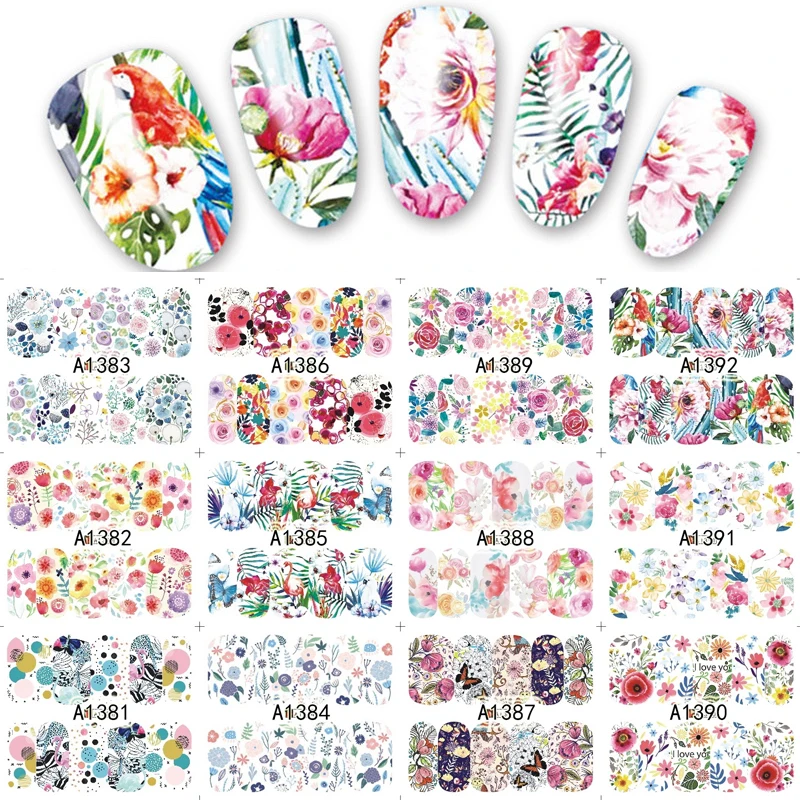 1 лист наклейки для ногтей Бабочка летняя цветная передача воды полные Типсы