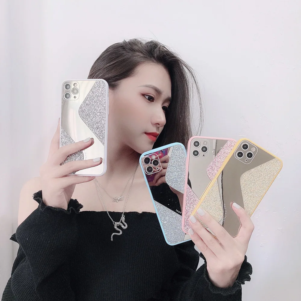 

Mirror Bling Glitter Phone Case For iPhone 11 Pro Max X XS Max XR SE 2020 Luxury Case For iPhone 6 6S 8 7 Plus Girl Makeup Cover