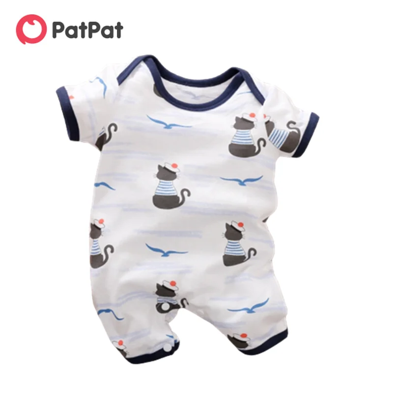 

PatPat 2020 New Summer Baby Boy / Girl Cute Cat Allover Short-sleeve Bodysuit One Pieces Jumpsuits