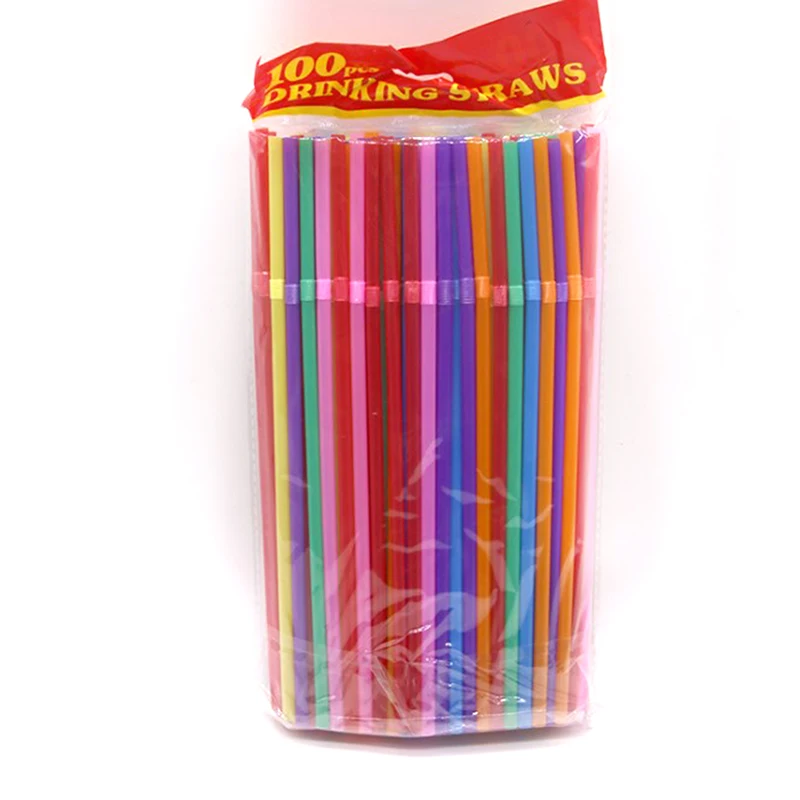 

100Pcs Drinking Straws 210mm Black White Long Flexible Wedding Party Supplies Plastic Drinking Straws Kitchen Accessories
