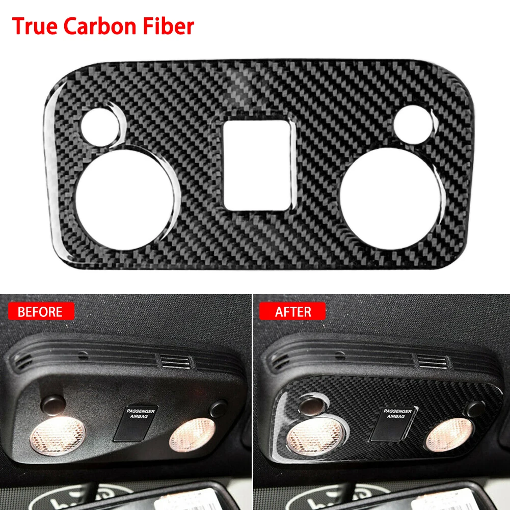 Автомобильная карбоновая внутренняя крыша для чтения блестящая черная накладка