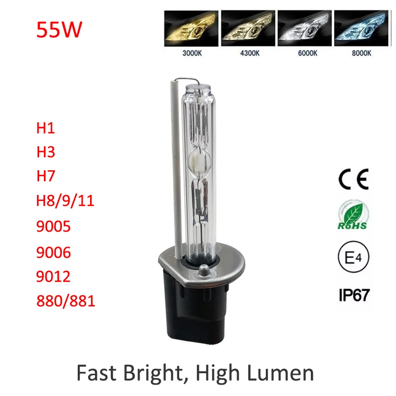 1 Пара Ламп HID ксенонового света H1 H3 H7 H11 9005 9006 9012 HIR2 12V 55W для автомобильных фар 4300К 5000К 6000К 8000К 12V24V переменного тока.
