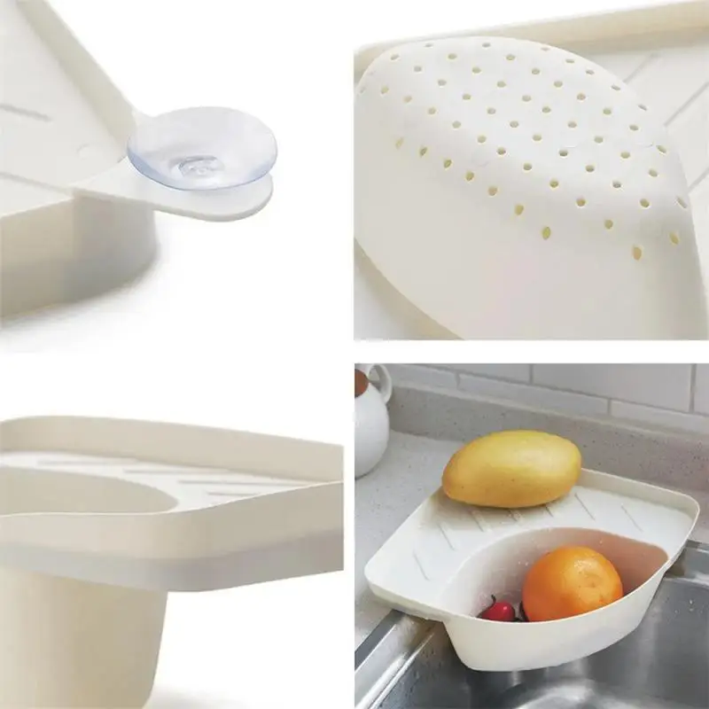 

Multifunctional Plastic Drain Rack Storage Rack Kitchen Sink Triangle Storage Rack Drain Rack Suction Cup Kitchen Y9Y085B12