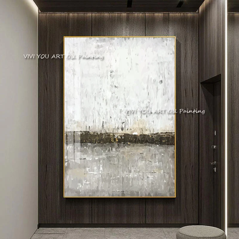 

Новое поступление, искусство для ресторана, простая Абстрактная живопись о линии и текстуре, домашнее хорошее настенное искусство без рамк...