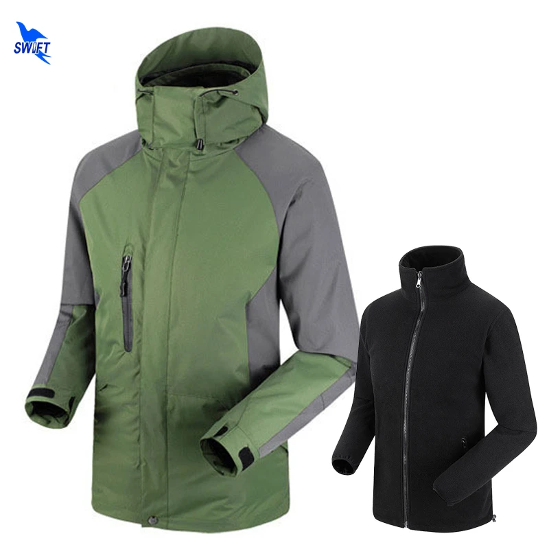 

Съемная флисовая подкладка, зимняя мужская Подростковая походная куртка, водонепроницаемая верхняя куртка с капюшоном, ветрозащитная Лыжн...