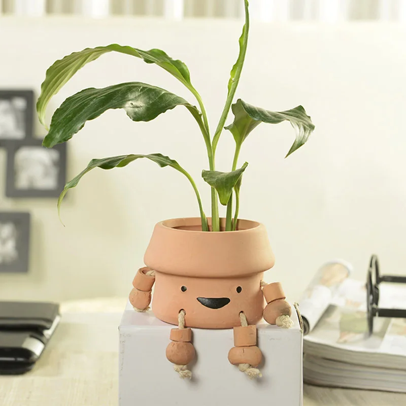 Strongwell Miniature Model Flower Pots For Home Decoration Creative Funny Robot Figurines Fairy Garden Planter | Дом и сад