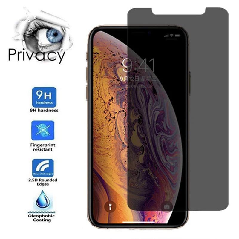 Screen Protector For iPone X XR XS Max Magic Privacy Anti-Spy 9H Tempered Glass For iPhone 5 6 S SE 7 8 Plus 11 12 Pro Max Mini
