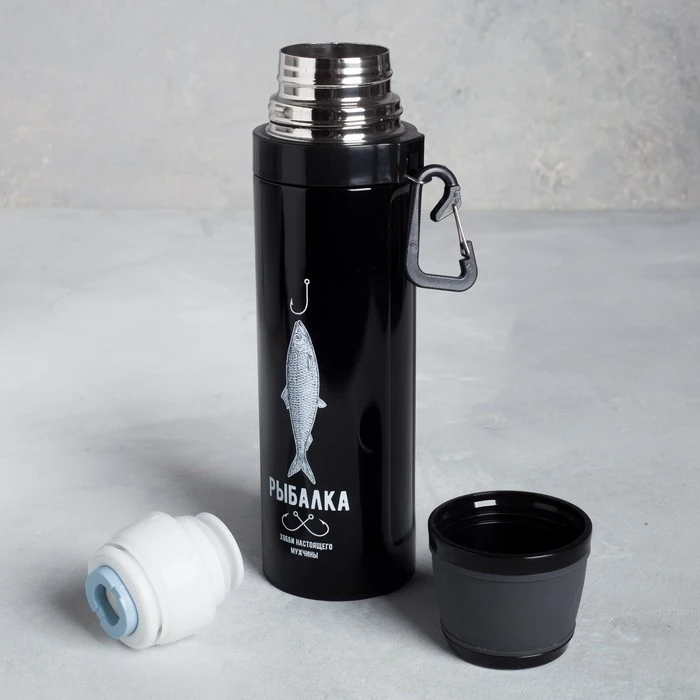 Термос с карабином Рыбалка&quot 500 мл время сохранения тепла 14 ч | Дом и сад