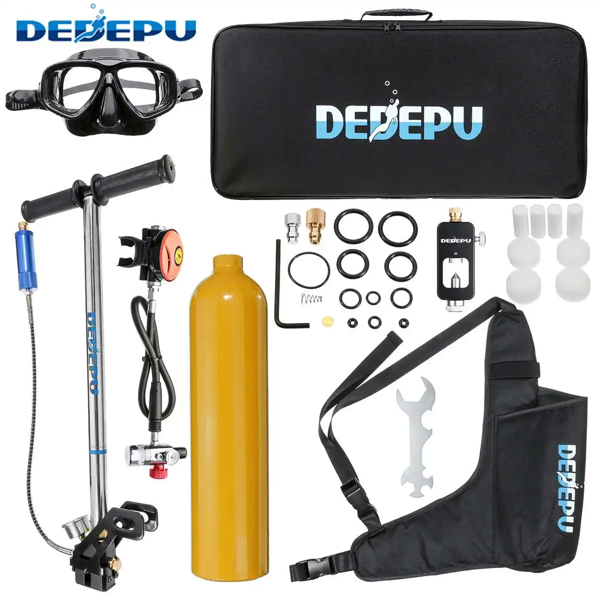 

Портативный кислородный баллон DEDEPU, 1 л, респиратор для дайвинга с воздушным баком, оборудование для подводного дыхания, набор инструментов