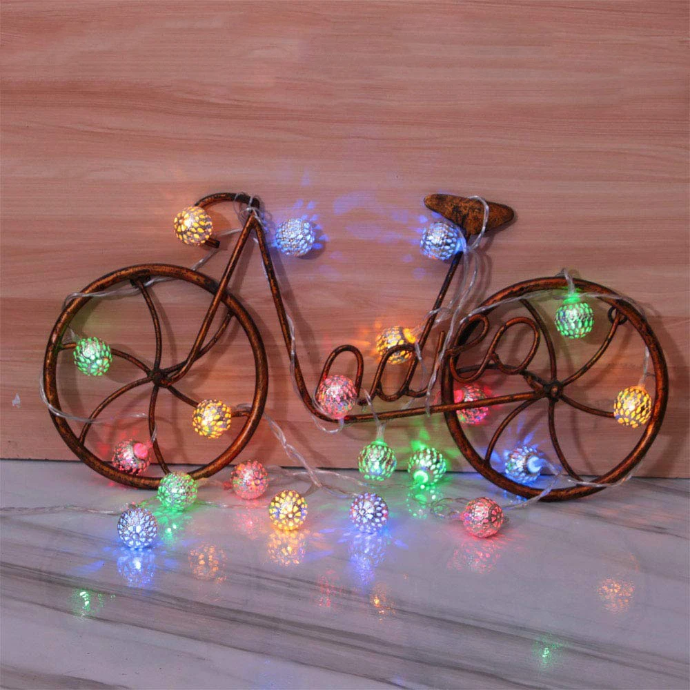 Multicolor Light Сказочный светодиодный марокканский шар, серебряные декоративные огни, гирлянды с шариками, мерцающие Chanukah, праздничное освещение, вечерние украшения - Испускаемый цвет: Multicolor Light