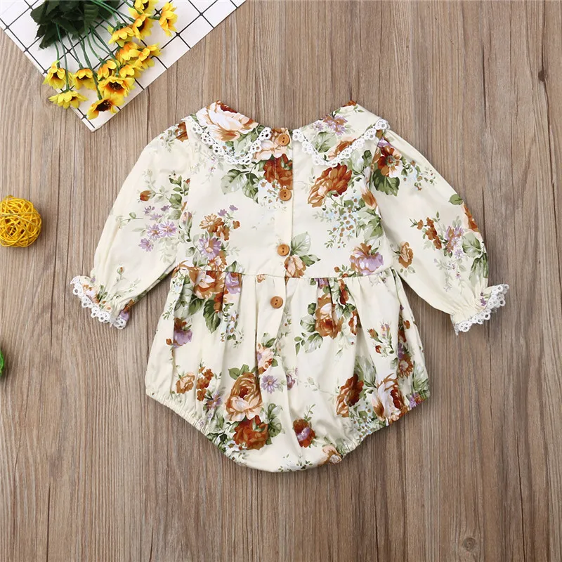 2019 Lace Floral Rompers Dresses Sister Family Matching Outfits Long Sleeve Peter pan Collar Clothes | Мать и ребенок