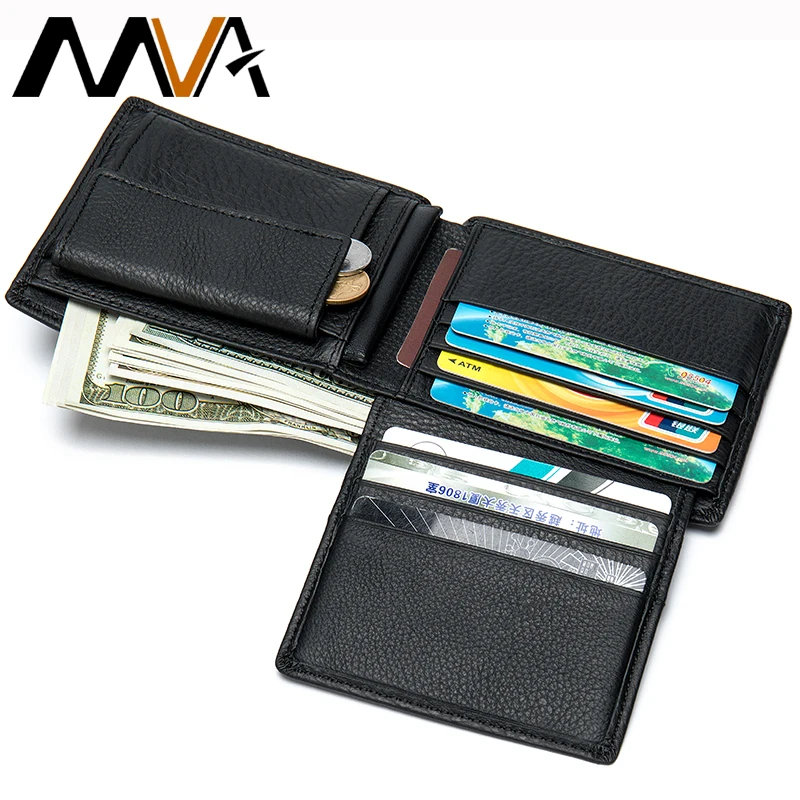 MVA кожаный бумажник для мужчин тонкий двойной складной кошелек мужской