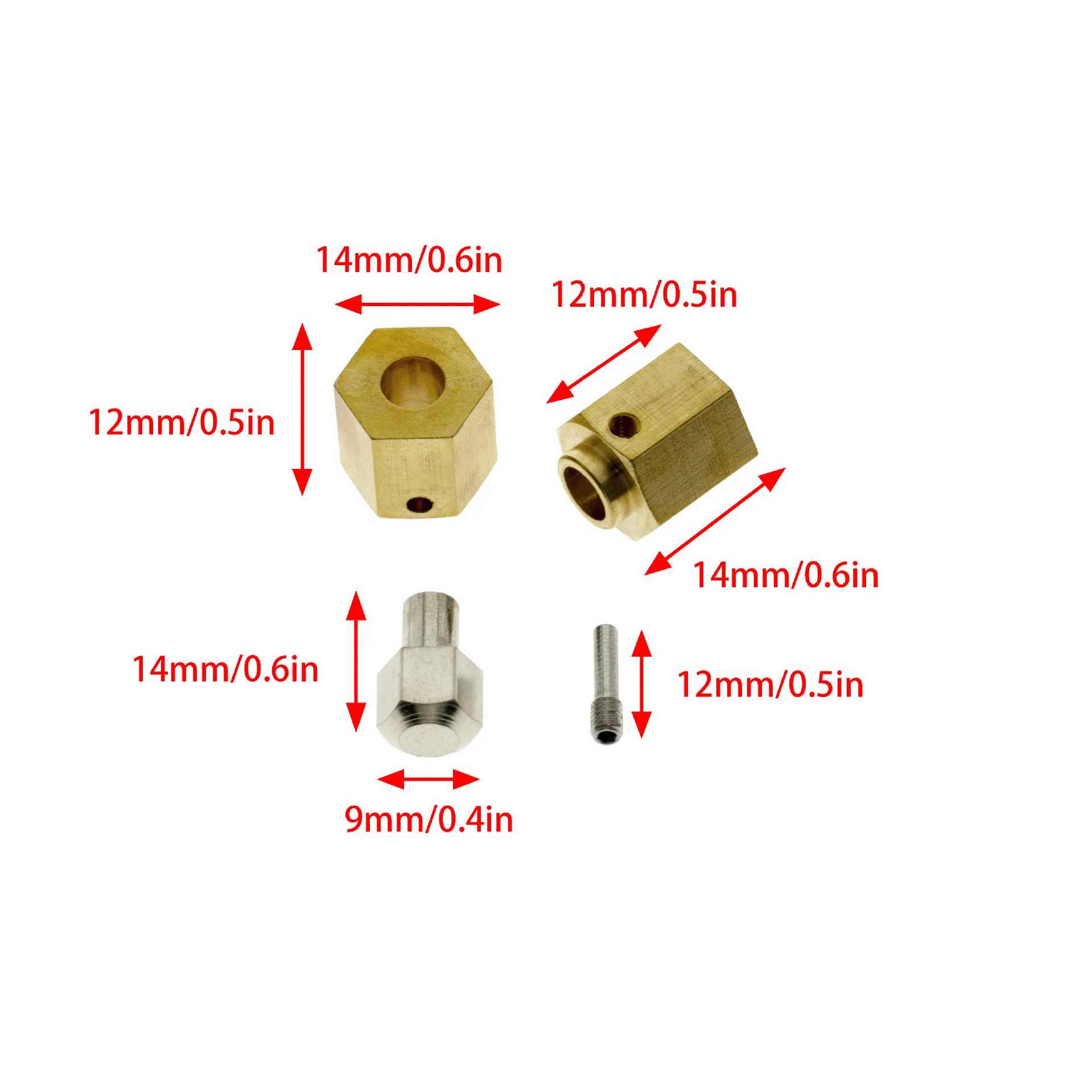 4х латунный 12-миллиметровый шестигранный удлиненный адаптер для 1/10 осевого