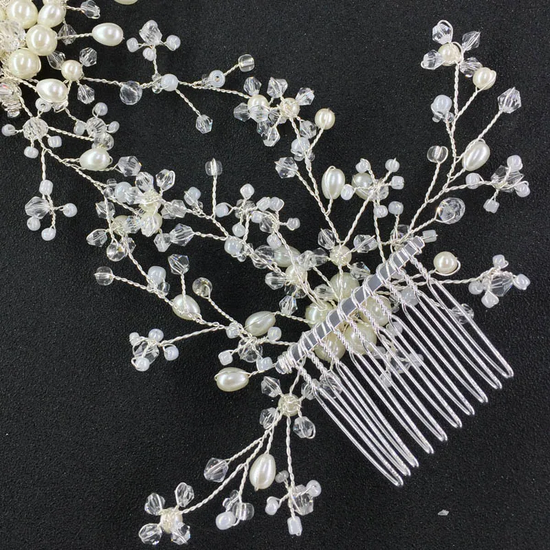 

Fashion Pearls Crystal Bridal Hair Jewelry Wedding Accessories Hair Comb Head Ornaments For Women Party