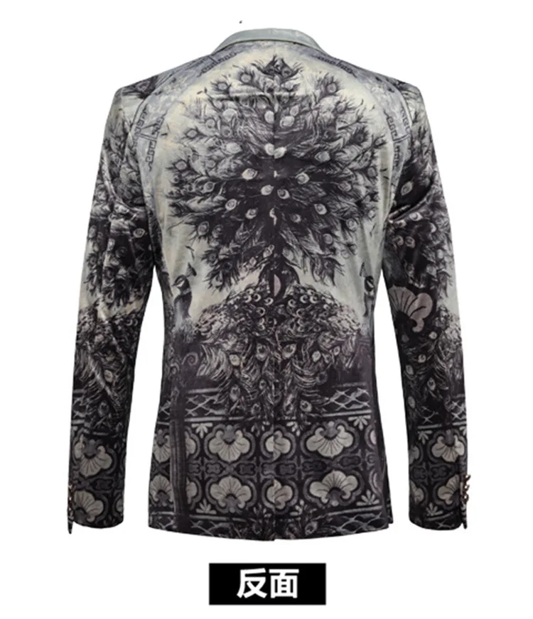 Повседневная одежда мужской с животным принтом блейзер для мужчин Slim Fit Клубные наряды Vetement Homme Veste Mariage Lentejuela Hombre мужские